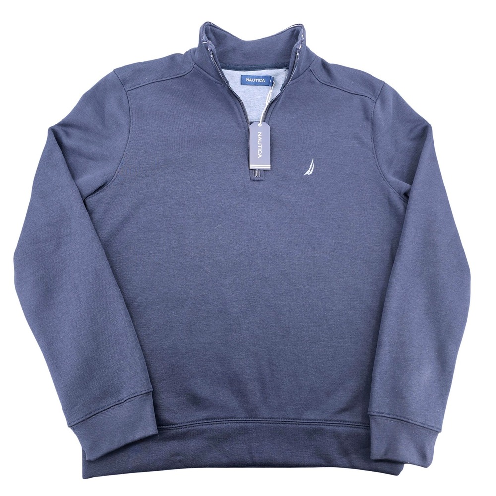 Nautica Mens Quarter Zip Pullover Navy Seas K5797B Mock Neck Sweater Size M NEW